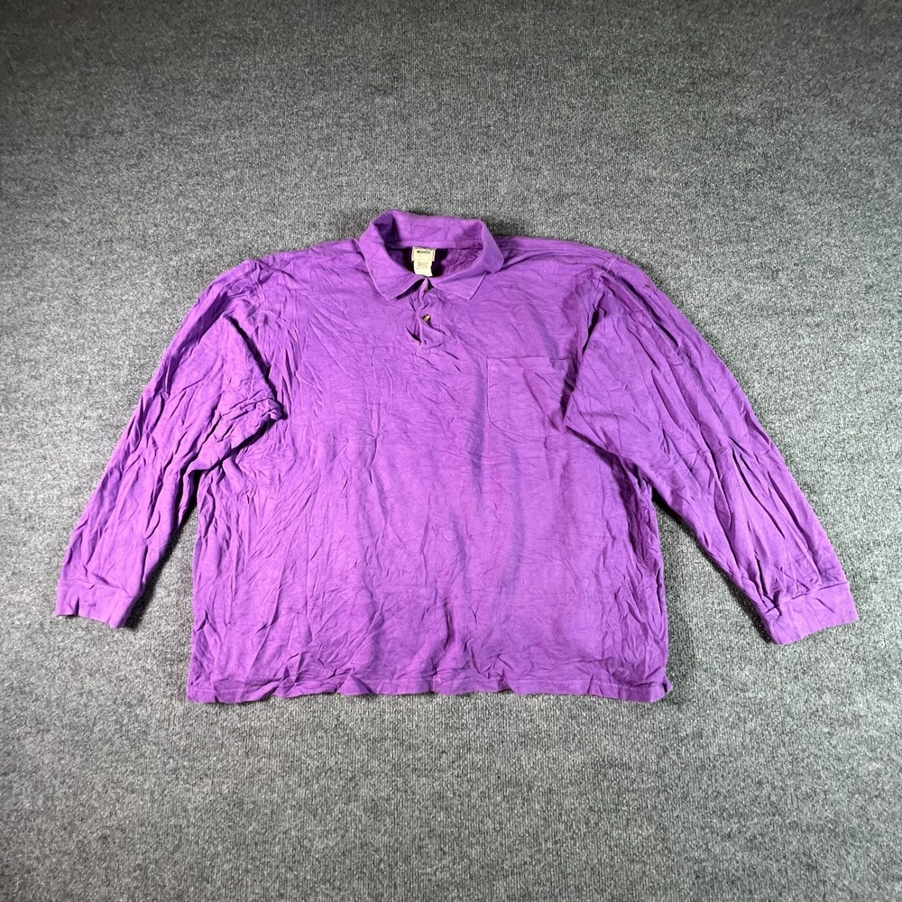 Scandia Woods Polo Shirt Mens 3XL Purple 100% Cotton Long Sleeve Oversized Golf